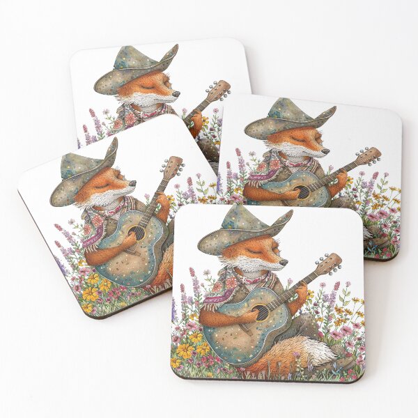 Item preview, A Hippie Fox Playing Guitar On Little Flowers Garden designed and sold by baucestudio.