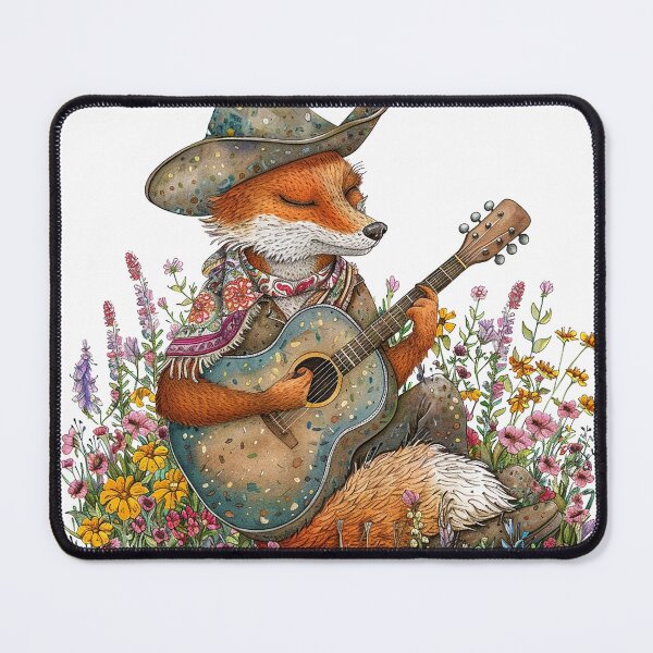 Item preview, A Hippie Fox Playing Guitar On Little Flowers Garden designed and sold by baucestudio.