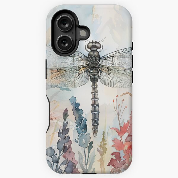 Vista previa del artículo con la obra «Acuarela de libélula y flores silvestres.», diseñado y vendido por Inktown.