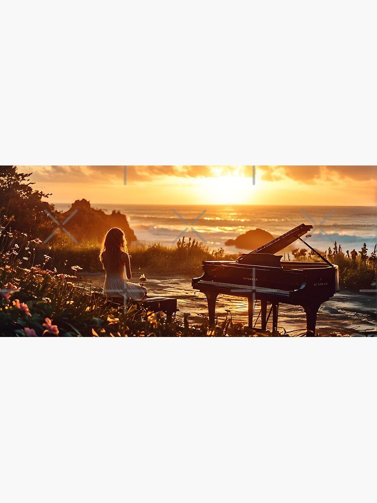 Thumbnail 3 of 3, Sticker, Seaside Piano Fantasy 4 designed and sold by McMuggles.
