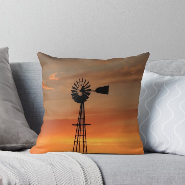 Item preview, Golden Sunset with a Windmill Silhouette with clouds designed and sold by ROBERTDBROZEK.