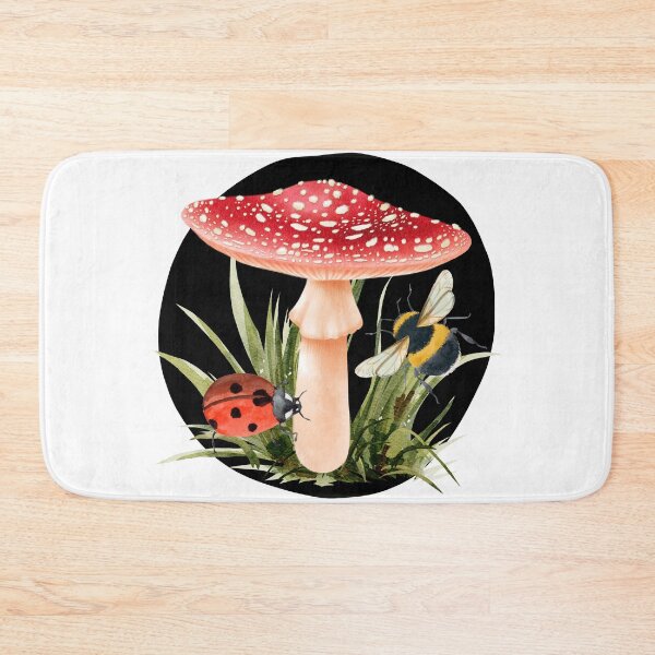 Item preview, Fly Agaric Amanita Muscaria toadstool with Ladybird and Bumble Bee designed and sold by WildWoodlandWitch.