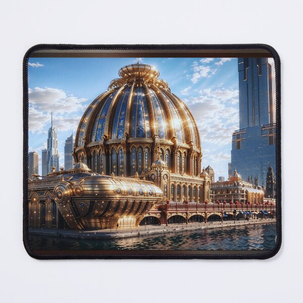 Item preview, The Golden Arkasian Pavilion Mesmerizing AI Concept Architectural Art by Xzendor7 designed and sold by Xzendor7 Digital Art Creations.