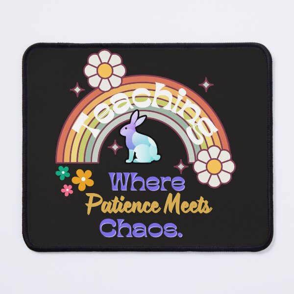 Item preview, Bunny Teaching Teacher Funny Retro Floral Rainbow Design designed and sold by Raise2Shine.