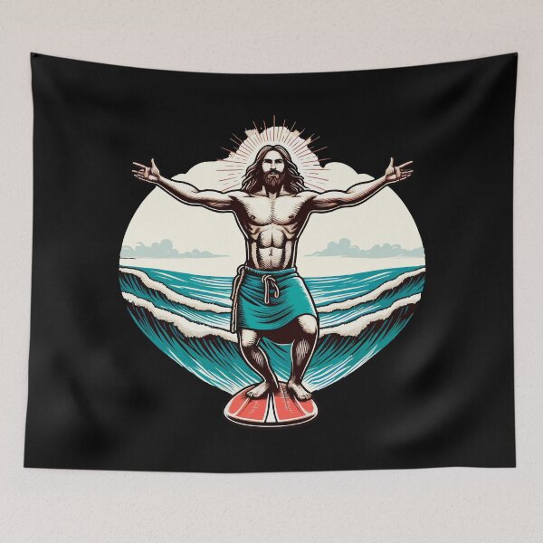 Item preview, Funny Jesus Christ Surfing designed and sold by TomFrontierArt.