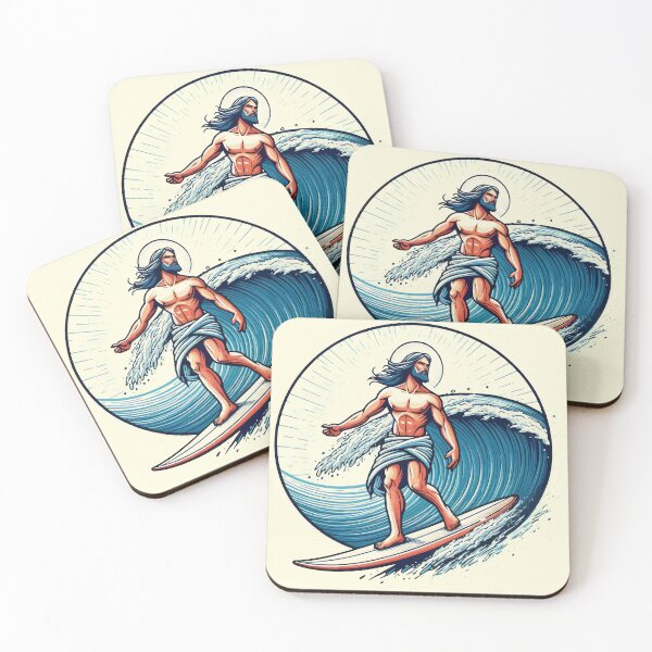 Item preview, Funny Jesus Christ On Surfboard designed and sold by TomFrontierArt.