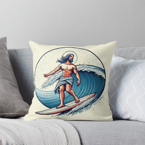 Item preview, Funny Jesus Christ On Surfboard designed and sold by TomFrontierArt.