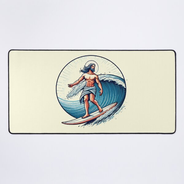 Item preview, Funny Jesus Christ On Surfboard designed and sold by TomFrontierArt.