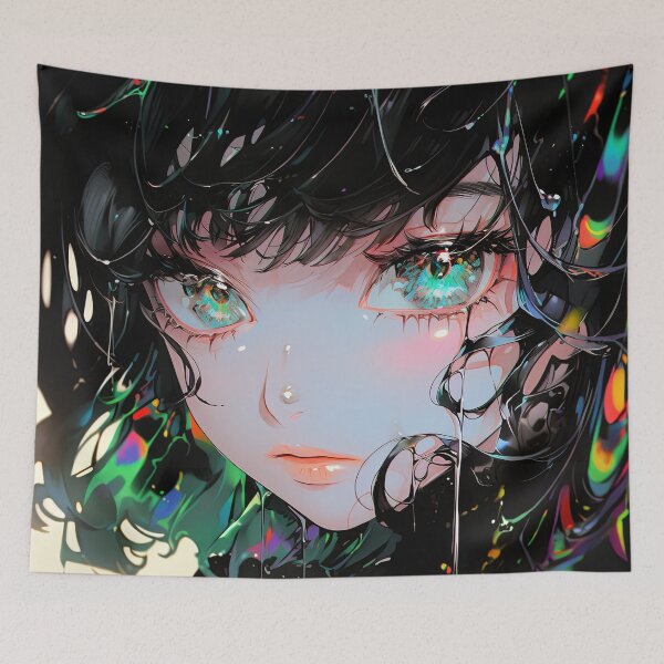 Item preview, Glossy Spectral Color Drip Anime Girl designed and sold by bubblegoth.