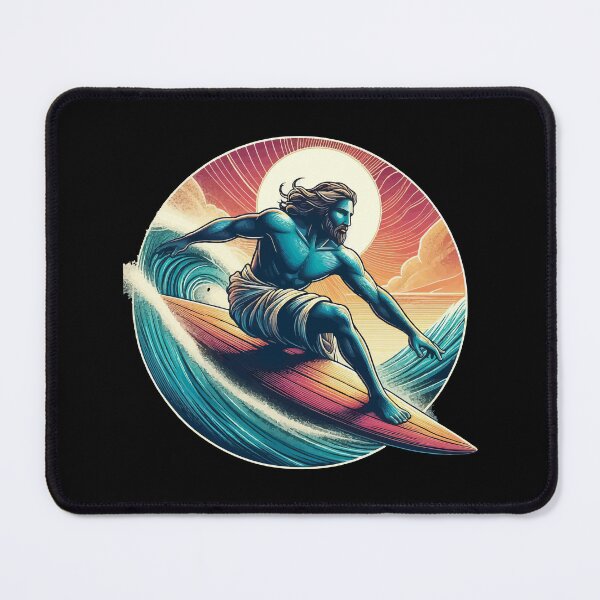 Item preview, Retro Jesus Christ On Surfboard designed and sold by TomFrontierArt.