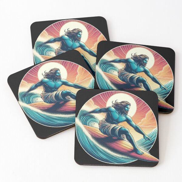Item preview, Retro Jesus Christ On Surfboard designed and sold by TomFrontierArt.