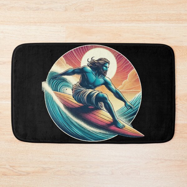 Item preview, Retro Jesus Christ On Surfboard designed and sold by TomFrontierArt.