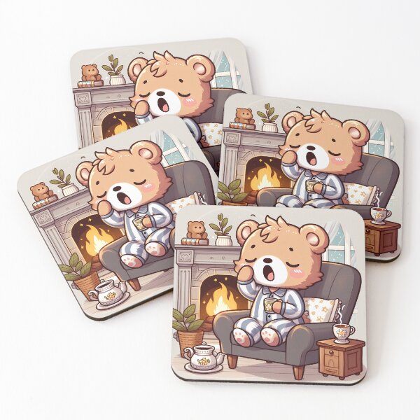 Item preview, Sleepytime Tea Bear designed and sold by Funny Vintage Stickers And T-Shirts.
