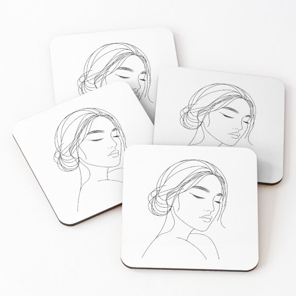 Item preview, One line woman face drawing, Abstract minimal female single line art (No color) designed and sold by MusesWhispers.