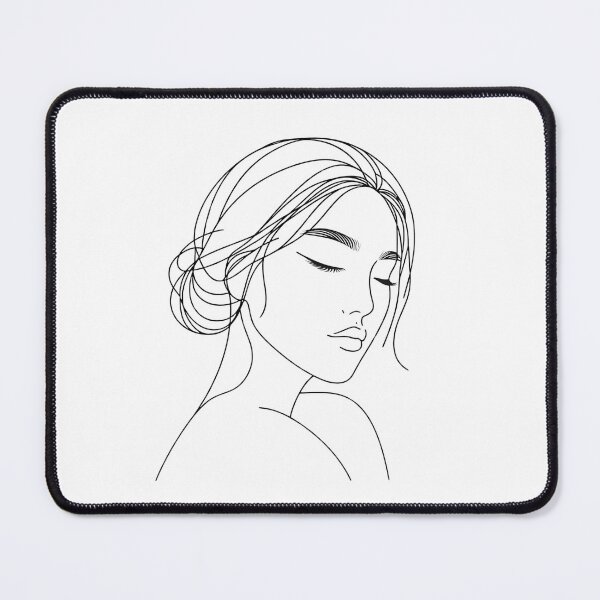 Item preview, One line woman face drawing, Abstract minimal female single line art (No color) designed and sold by MusesWhispers.