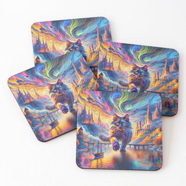 Item preview, Stylised cat and castle. DeepDream designed and sold by blackhalt.