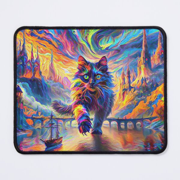 Item preview, Stylised cat and castle. DeepDream designed and sold by blackhalt.