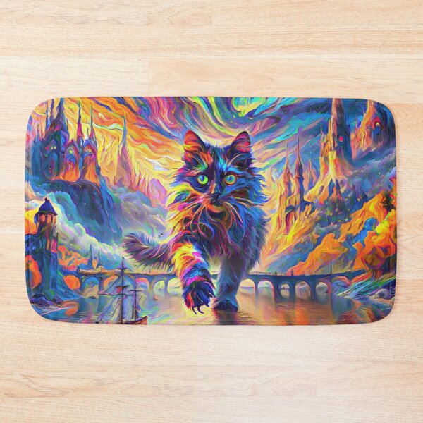 Item preview, Stylised cat and castle. DeepDream designed and sold by blackhalt.