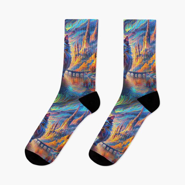 Item preview, Stylised cat and castle. DeepDream designed and sold by blackhalt.