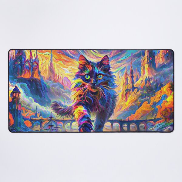 Item preview, Stylised cat and castle. DeepDream designed and sold by blackhalt.