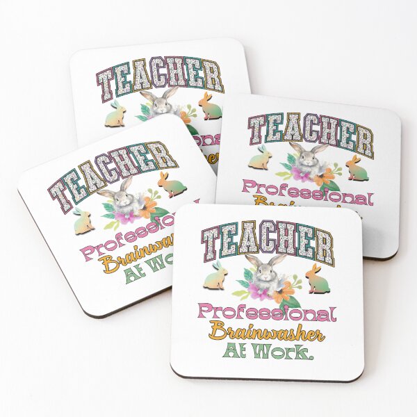 Item preview, Teacher, Professional Brainwasher at Work Colorful Floral Retro Easter Bunnies designed and sold by Raise2Shine.