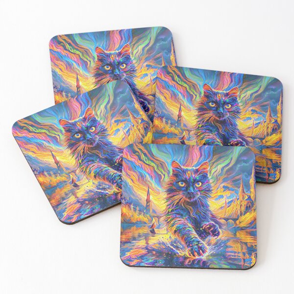 Item preview, Stylised cat and castle. DeepDream designed and sold by blackhalt.