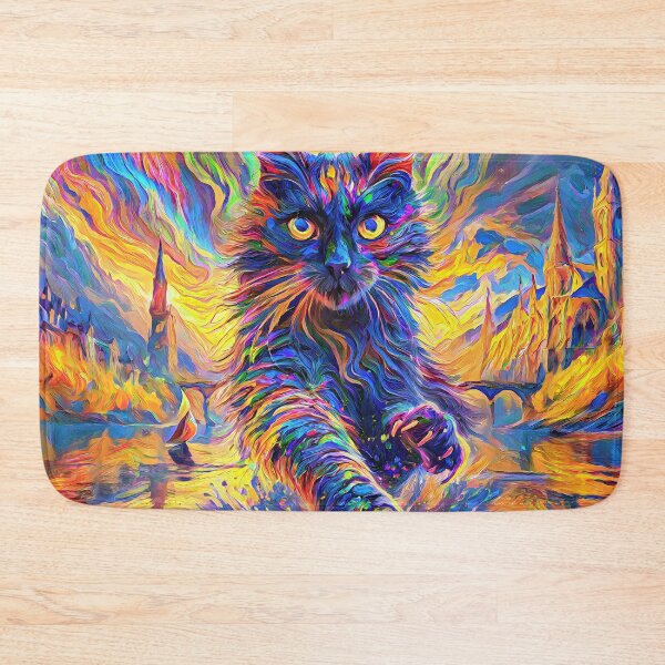 Item preview, Stylised cat and castle. DeepDream designed and sold by blackhalt.
