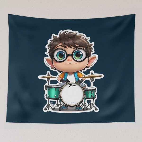 Item preview, Rockstar Boy On Drumset designed and sold by TheArtOfPat.