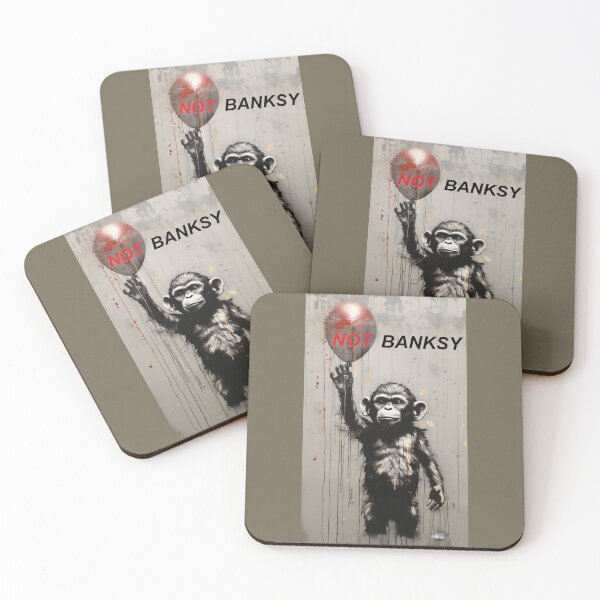 Item preview, Not Banksy Ape with Balloon designed and sold by BartHugoKnight.