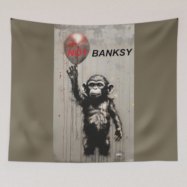 Item preview, Not Banksy Ape with Balloon designed and sold by BartHugoKnight.