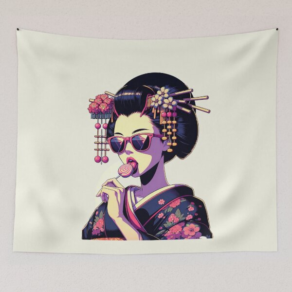 Artikelvorschau, Coole Geisha mit Lolly | Coole Geishas entworfen und verkauft von Mariana Piana.