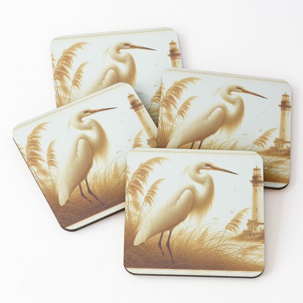 Item preview, Snowy Florida Egret with Light House and Sea Oats designed and sold by FloridaWildOnes.