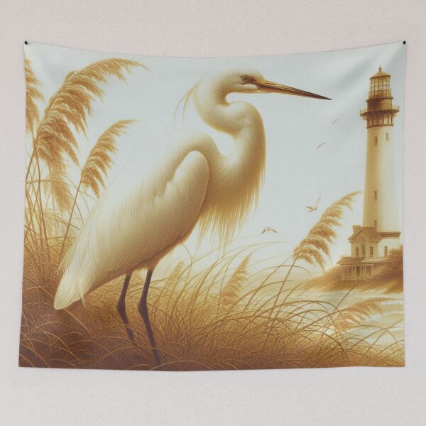 Item preview, Snowy Florida Egret with Light House and Sea Oats designed and sold by FloridaWildOnes.