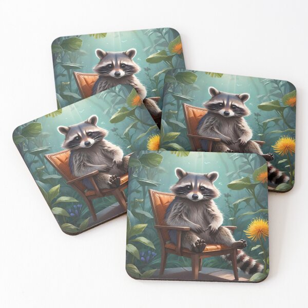 Item preview, Chairman of the Greens: Raccoon Relaxing Amongst Plants designed and sold by GrizzlyCollective.