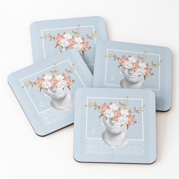 Item preview, Good Think | Sculpture Illustration | Pastel Blue Background designed and sold by RM-Journey.