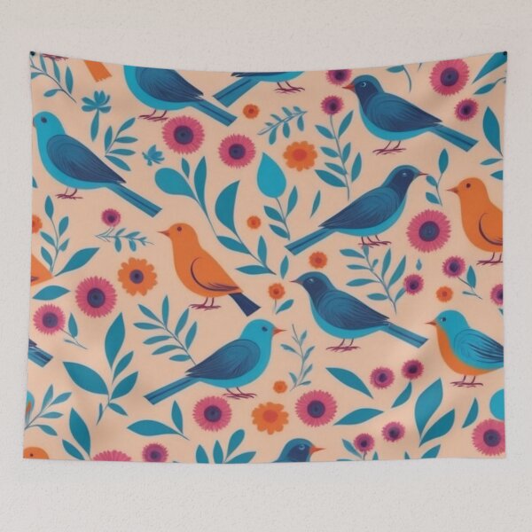 Item preview, RogerPattern - "Birds and Blossoms: A Nature-Inspired Fashion Print" designed and sold by RogerPattern.