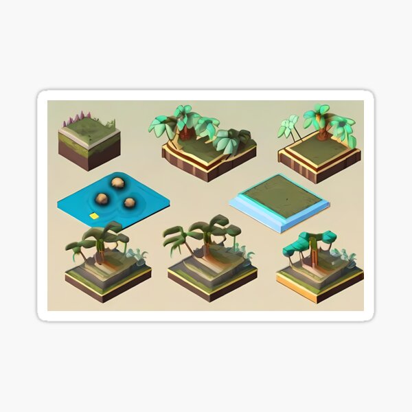Cute Isometric Worlds Pattern 2 Sticker