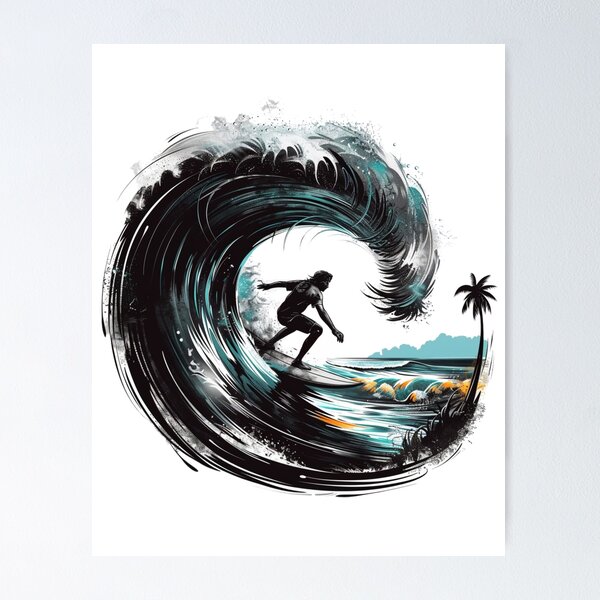 Item preview, Monochrome with Subtle Colour Surfing Design 1 of 5 designed and sold by Jenson Major.