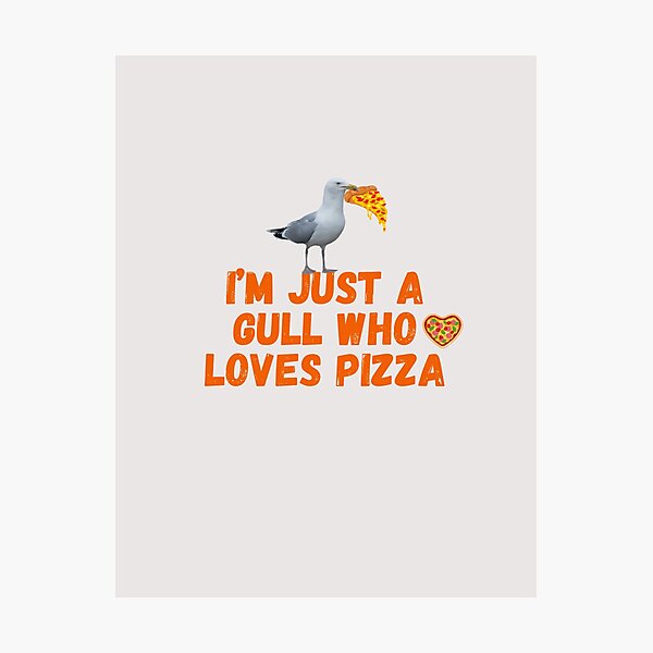 Item preview,  I'm Just a Gull Who Loves Pizza - Gavin the Gull Sticker designed and sold by MyriadLifePhoto.