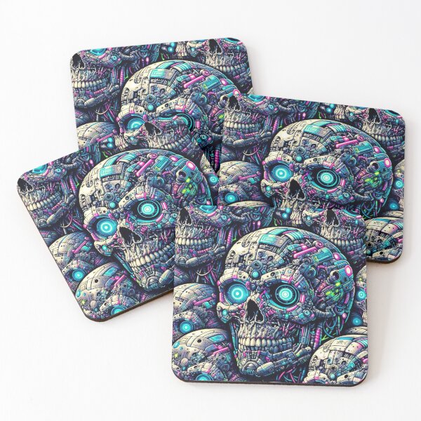 Item preview, Cyberpunk Skulls Pattern Print designed and sold by PinUpPizzazz.