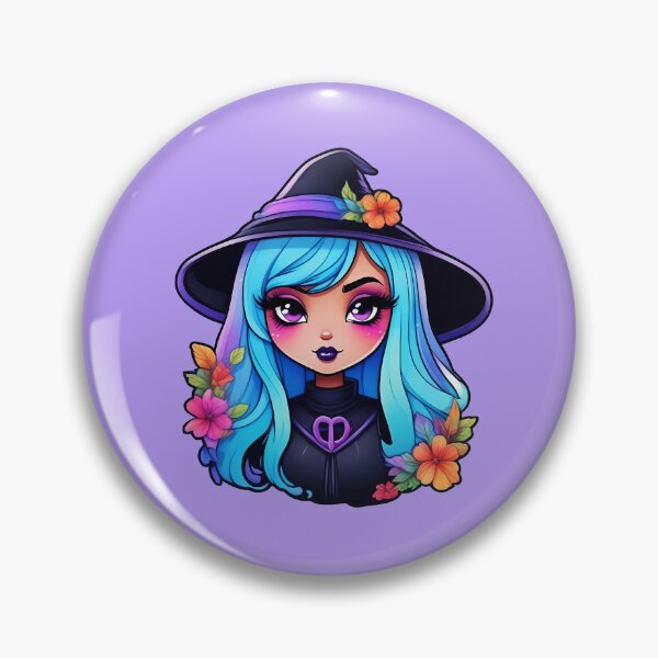 Item preview, cute kawaii witch with blue hair designed and sold by Cosmicreations1.