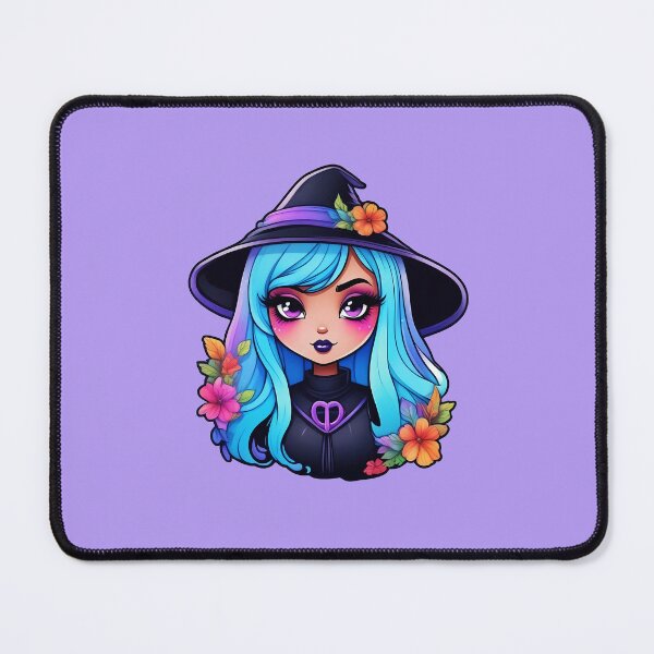 Item preview, cute kawaii witch with blue hair designed and sold by Cosmicreations1.