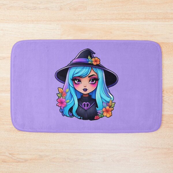 Item preview, cute kawaii witch with blue hair designed and sold by Cosmicreations1.