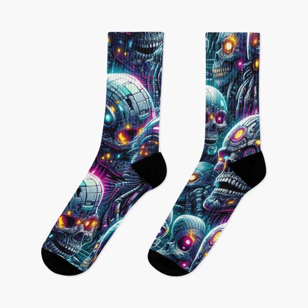 Item preview, Cyberpunk Skulls Pattern Print designed and sold by PinUpPizzazz.