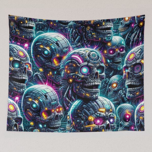 Item preview, Cyberpunk Skulls Pattern Print designed and sold by PinUpPizzazz.