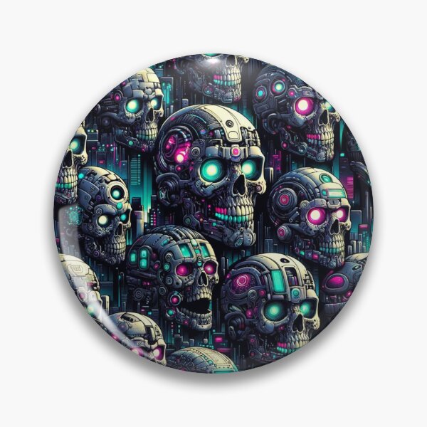 Item preview, Cyberpunk Skulls Pattern Print designed and sold by PinUpPizzazz.