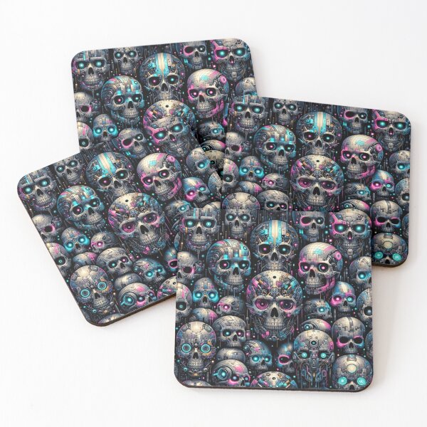 Item preview, Cyberpunk Skulls Pattern Prints designed and sold by PinUpPizzazz.