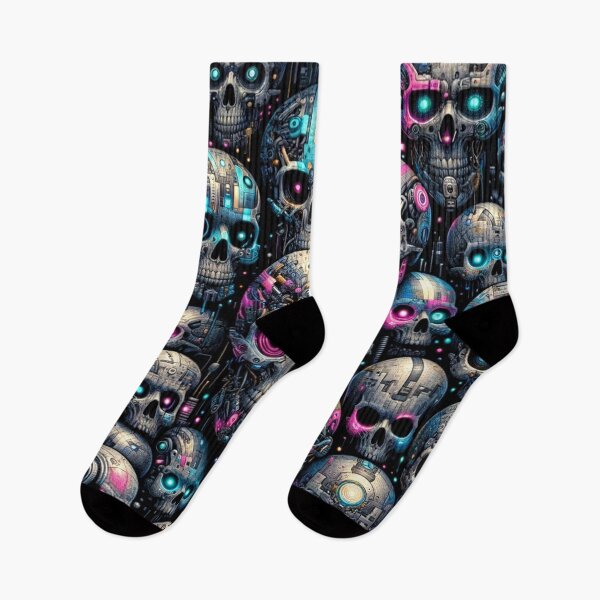 Item preview, Cyberpunk Skulls Pattern Prints designed and sold by PinUpPizzazz.