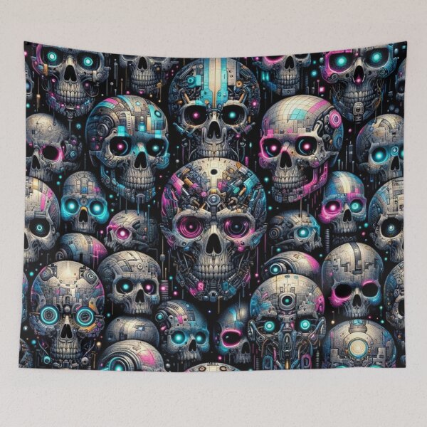 Item preview, Cyberpunk Skulls Pattern Prints designed and sold by PinUpPizzazz.