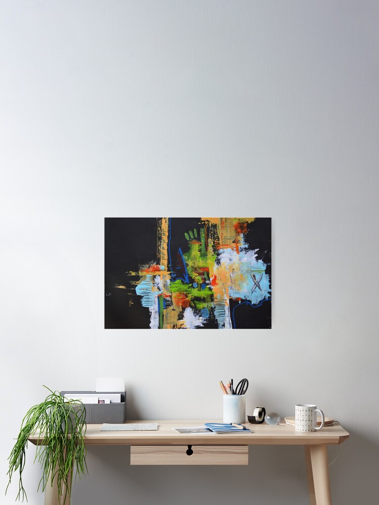 Temporary View,Giclee Print,Gold Black Abstract Painting,Large Abstract  Painting,Colorful Black Print,Black Print,black Abstract painting Art Board  Print for Sale by AndradaArt